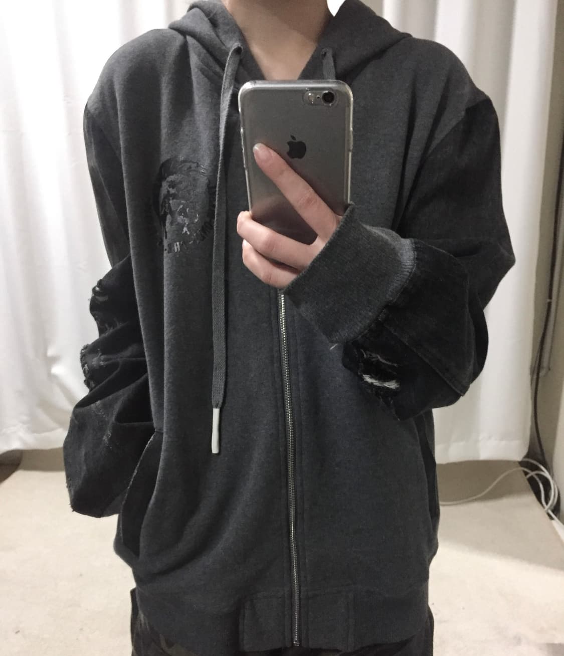 디젤 그레이 데님 흑청 후드집업 상품이미지1