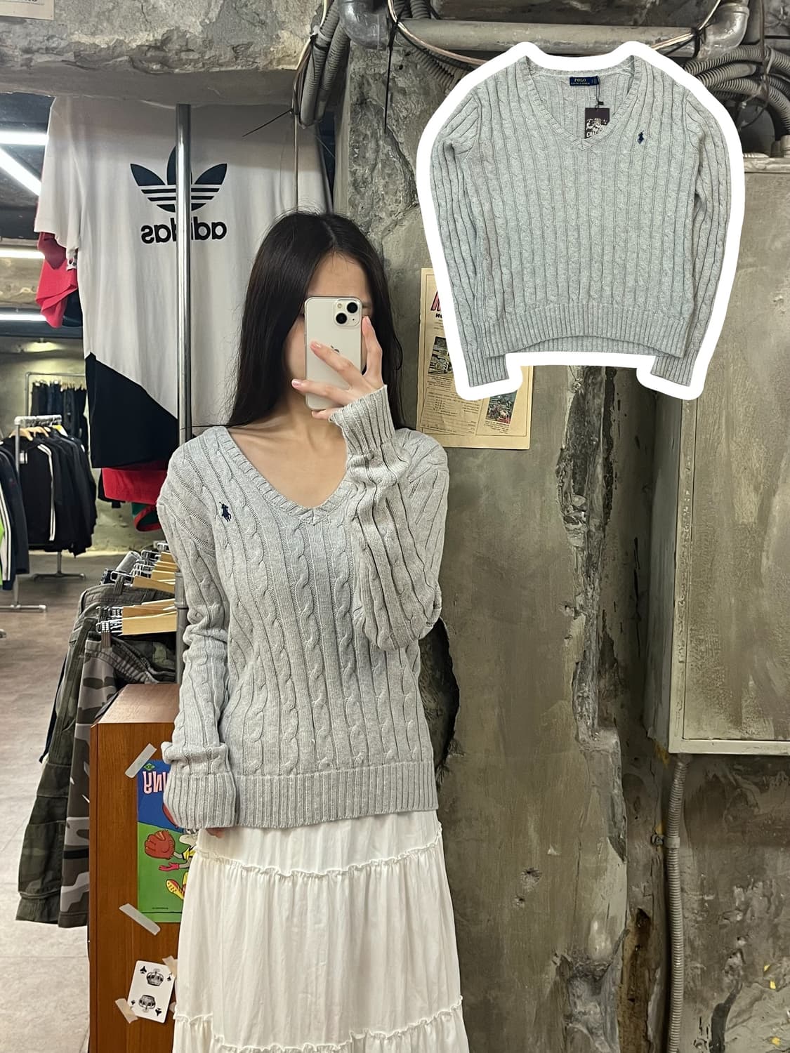 폴로 랄프로렌 브이넥 니트 그레이 S #csz1169 상품이미지1