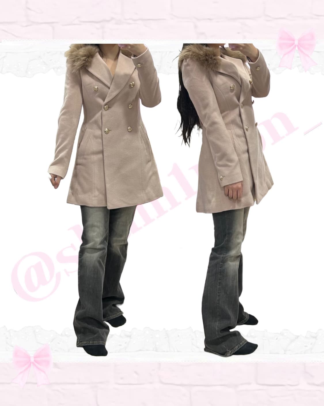 [울60%] 도도한 갸루 허리잘록 퍼코트 핑크 상품이미지2