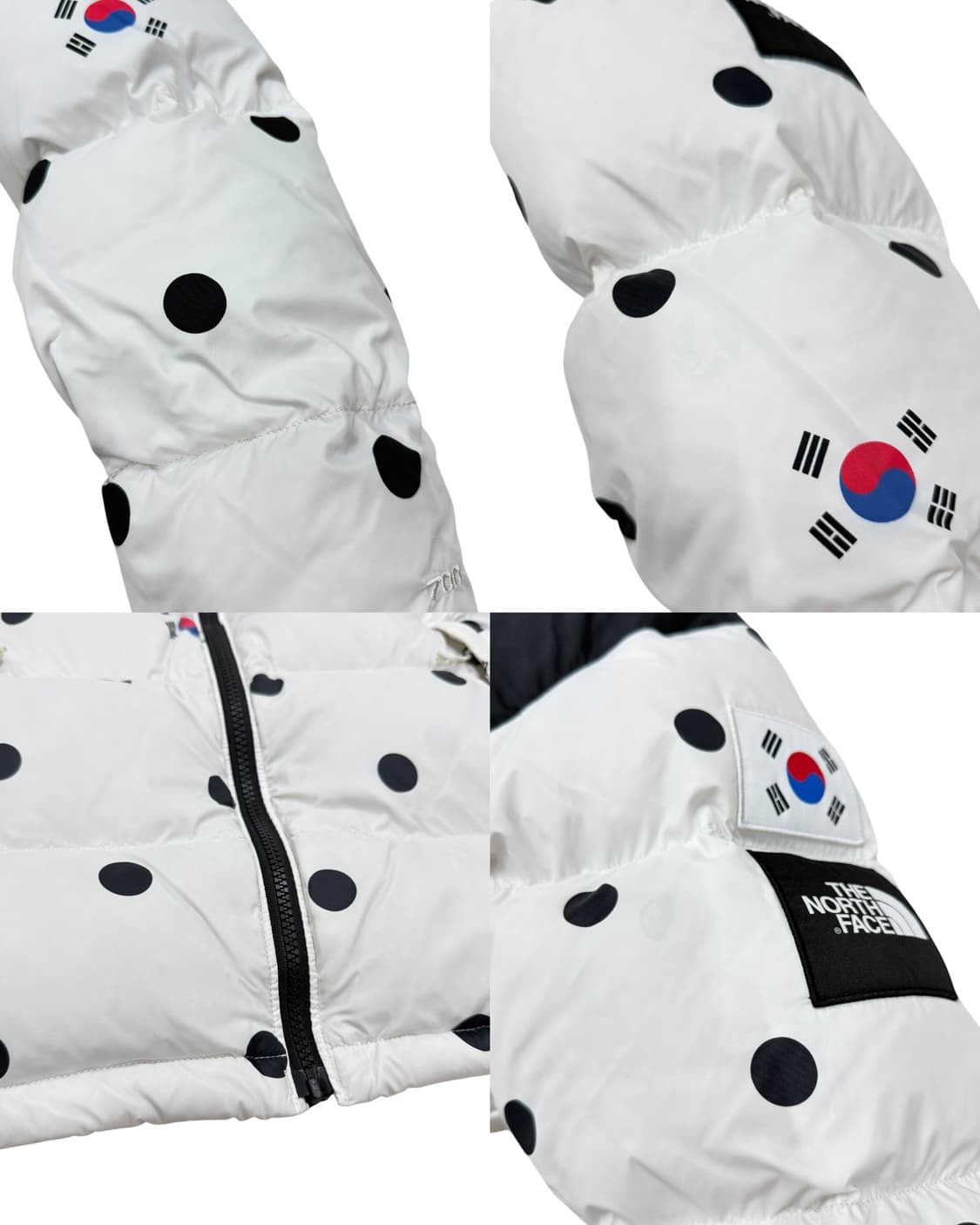 노스페이스 해외판 한정판 도트 땡땡이 태극기 코리아 눕시700패딩 화이트 상품이미지7
