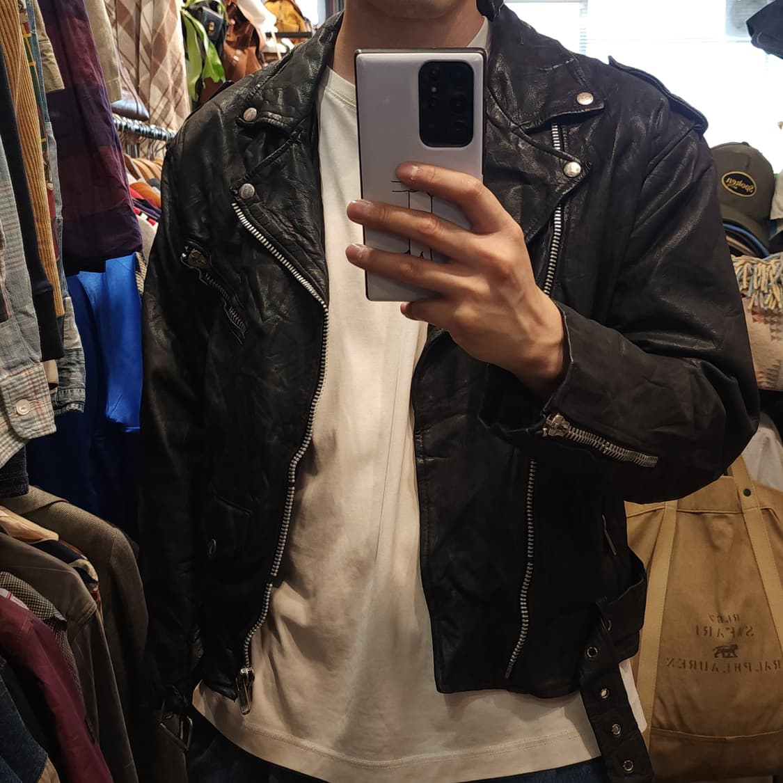 90s 빈티지 가죽자켓 브로큰 바이커 레더자켓 라이더자켓 L 상품이미지9
