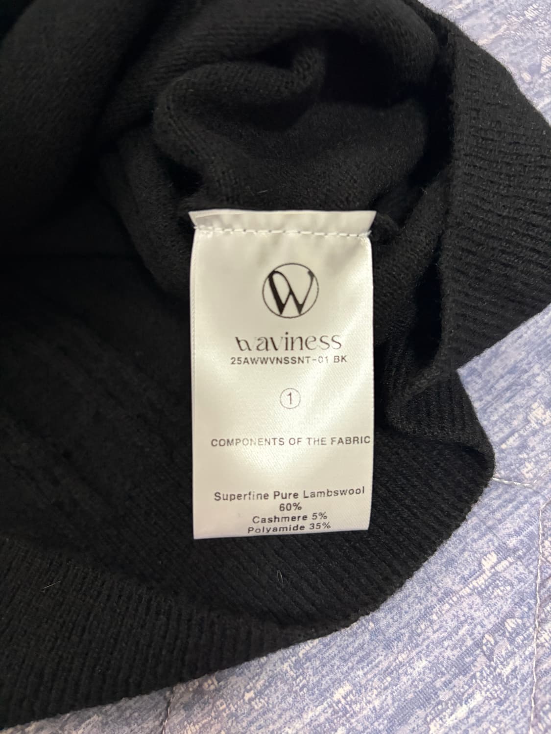 웨이비니스 리니어 블룸 카라 니트 블랙 1 상품이미지4