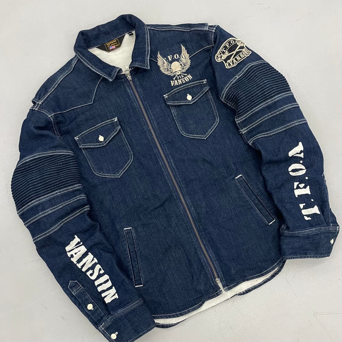 밴슨 바이커 스컬 해골 데님 셔츠형 집업 자켓 상품이미지4