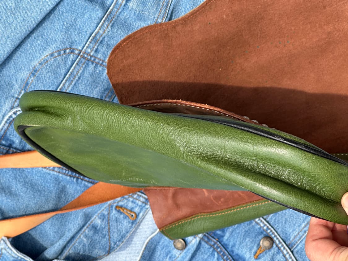 빈티지 핸드메이드 소가죽 메신저백 그린 레더 웨스턴 스터드 크로스백 상품이미지7