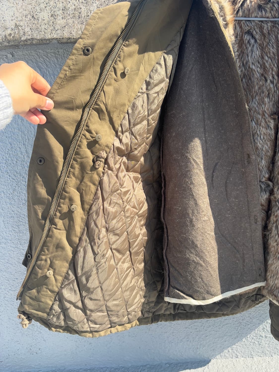 라쿤 내피 카키브라운 야상 점퍼 상품이미지4