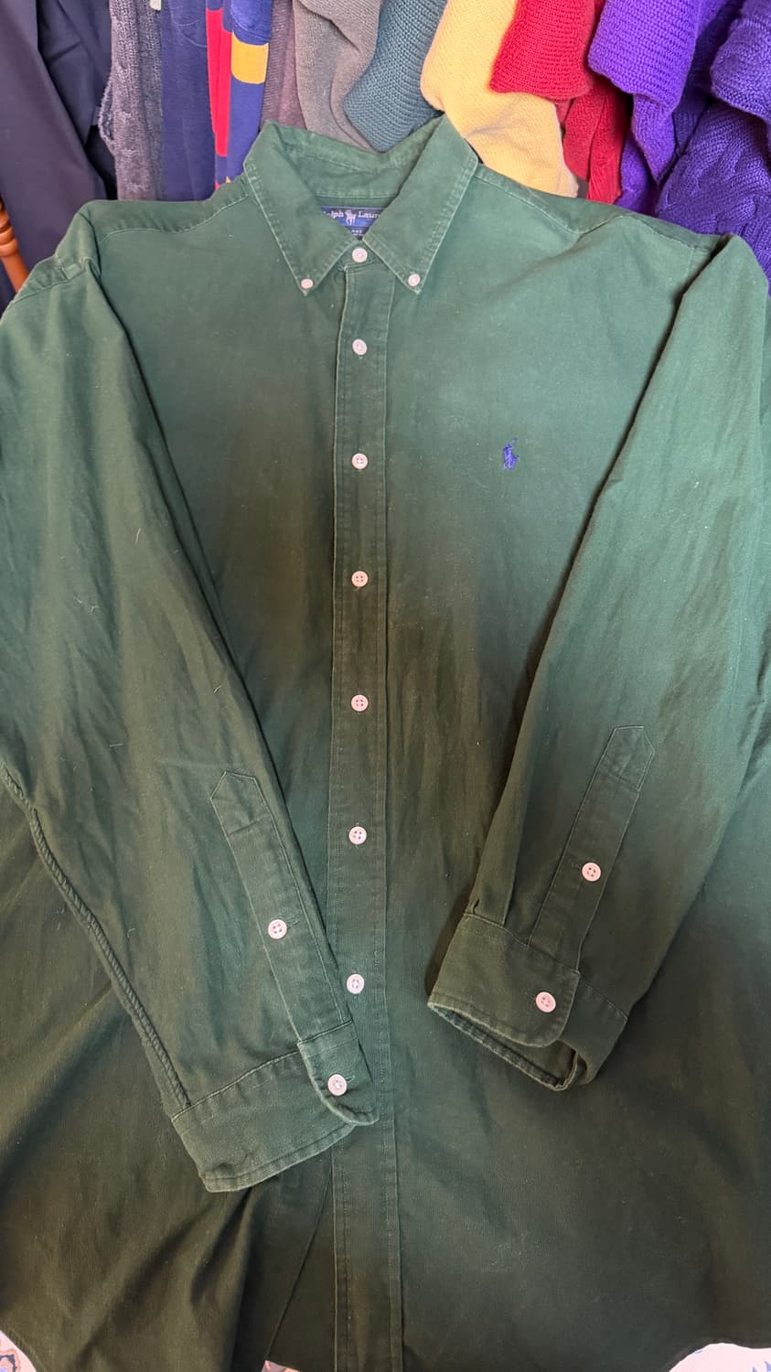 폴로 랄프로렌 코듀로이 셔츠 그린 빅사이즈 상품이미지1