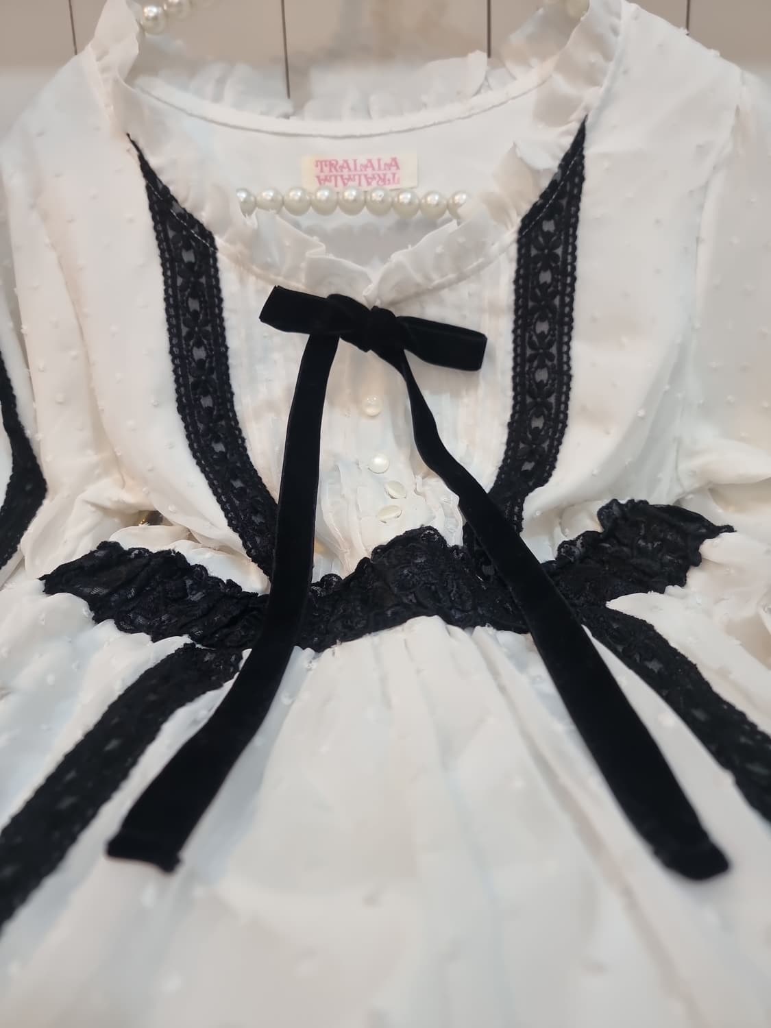 TralaLa 트랄라라튜닉블라우스 리본 프릴 미니원피스 상품이미지4