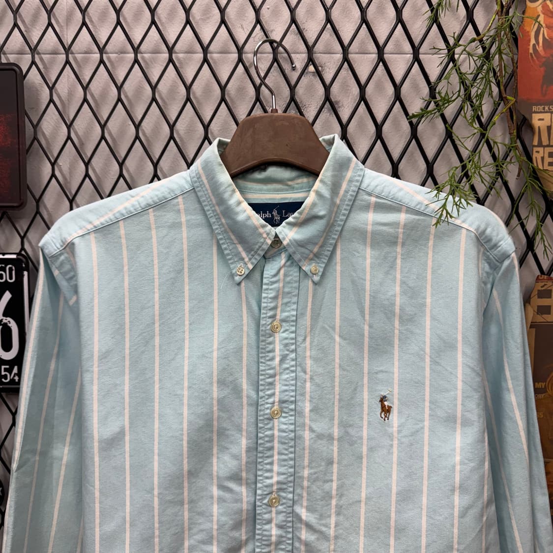 폴로 랄프로렌 스트라이프 긴팔 셔츠 멀티포니 로고 포인트 민트 상품이미지3