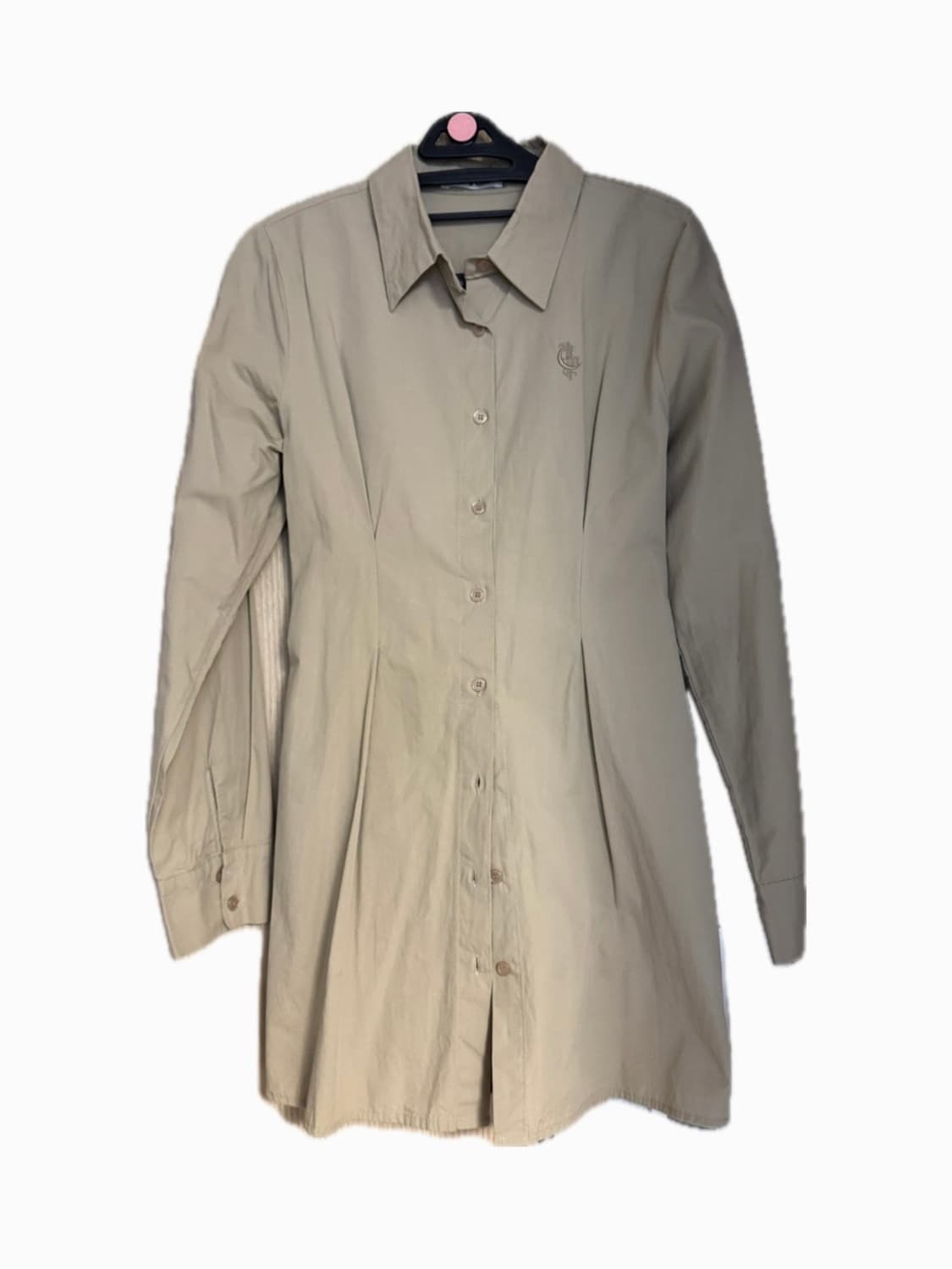 팬시클럽 아일렛 포인트 셔츠 원피스 (베이지) 상품이미지2