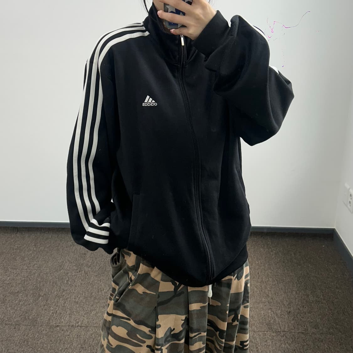 Adidas 아디다스 삼각로고 블랙 트랙탑져지 상품이미지1