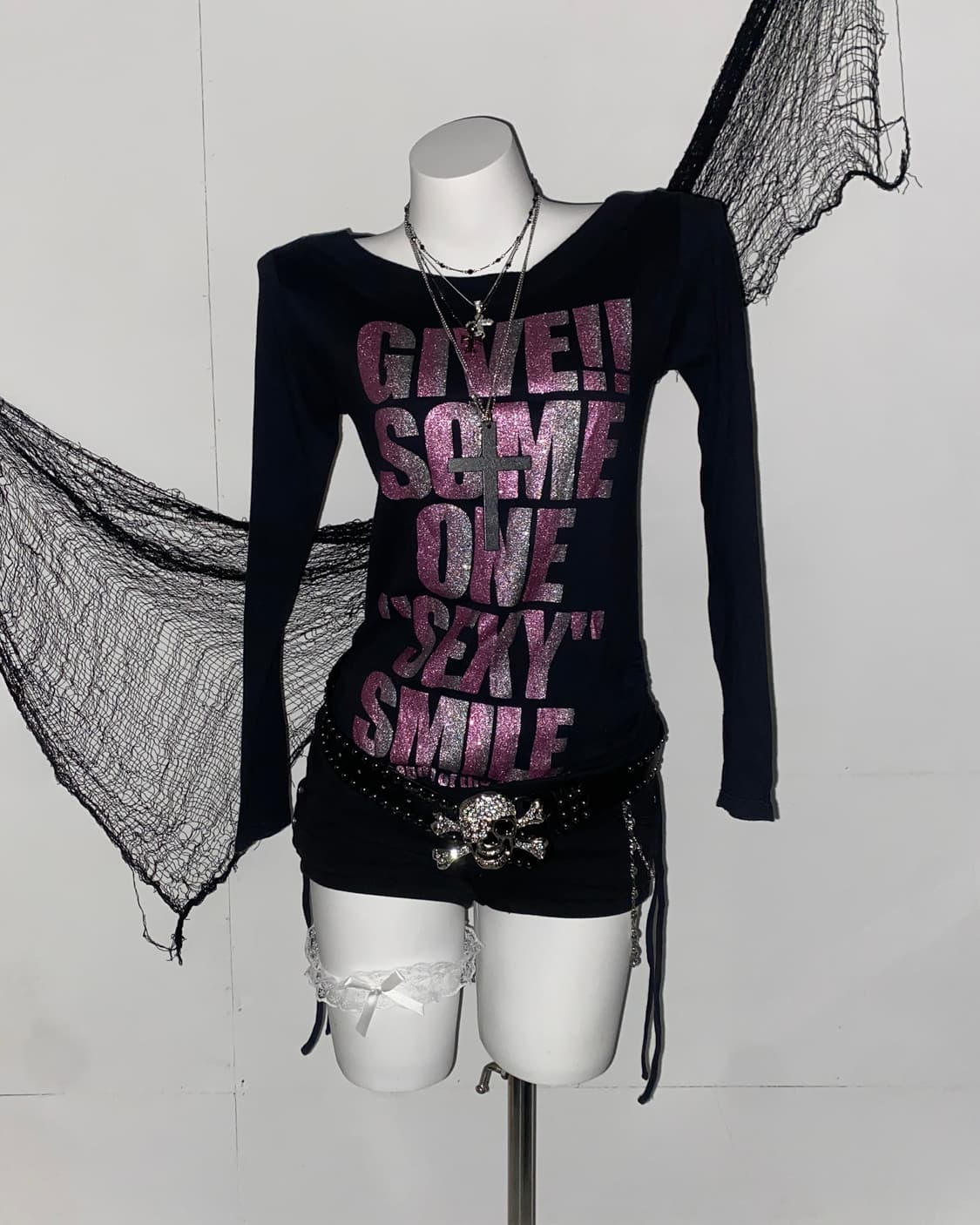 ꒰ঌ 갸루 글리터 셔링 롱슬리브 ໒꒱ 상품이미지1