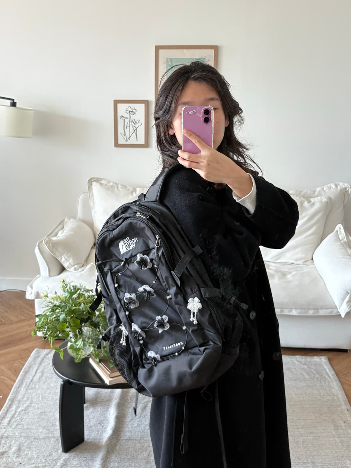 Black flower bagpack 상품이미지2