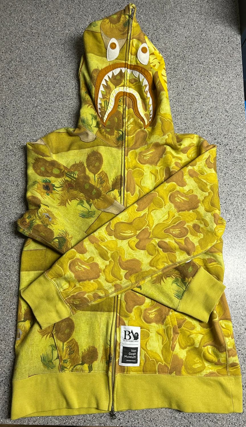 BAPE 반고흐 해바라기 샤크 후드집업 XL 판매합니다. 상품이미지2