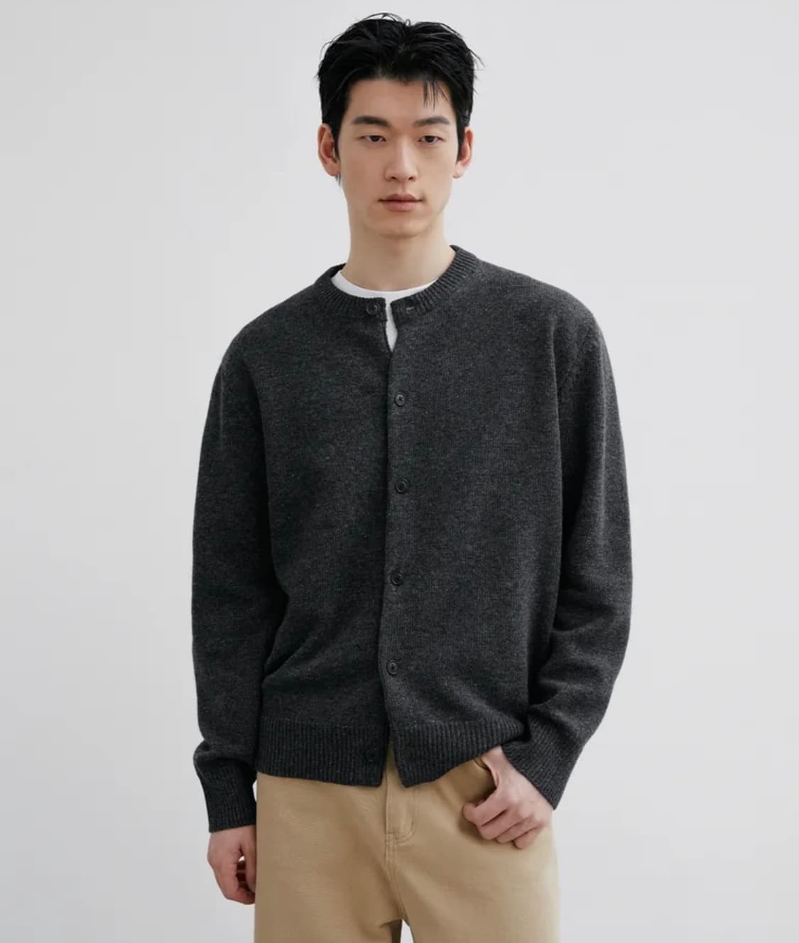 브랜디드 라운드 가디건 차콜 XL 상품이미지1