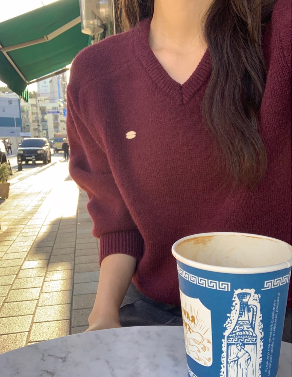 리얼코코 버건디 v넥니트 상품이미지3