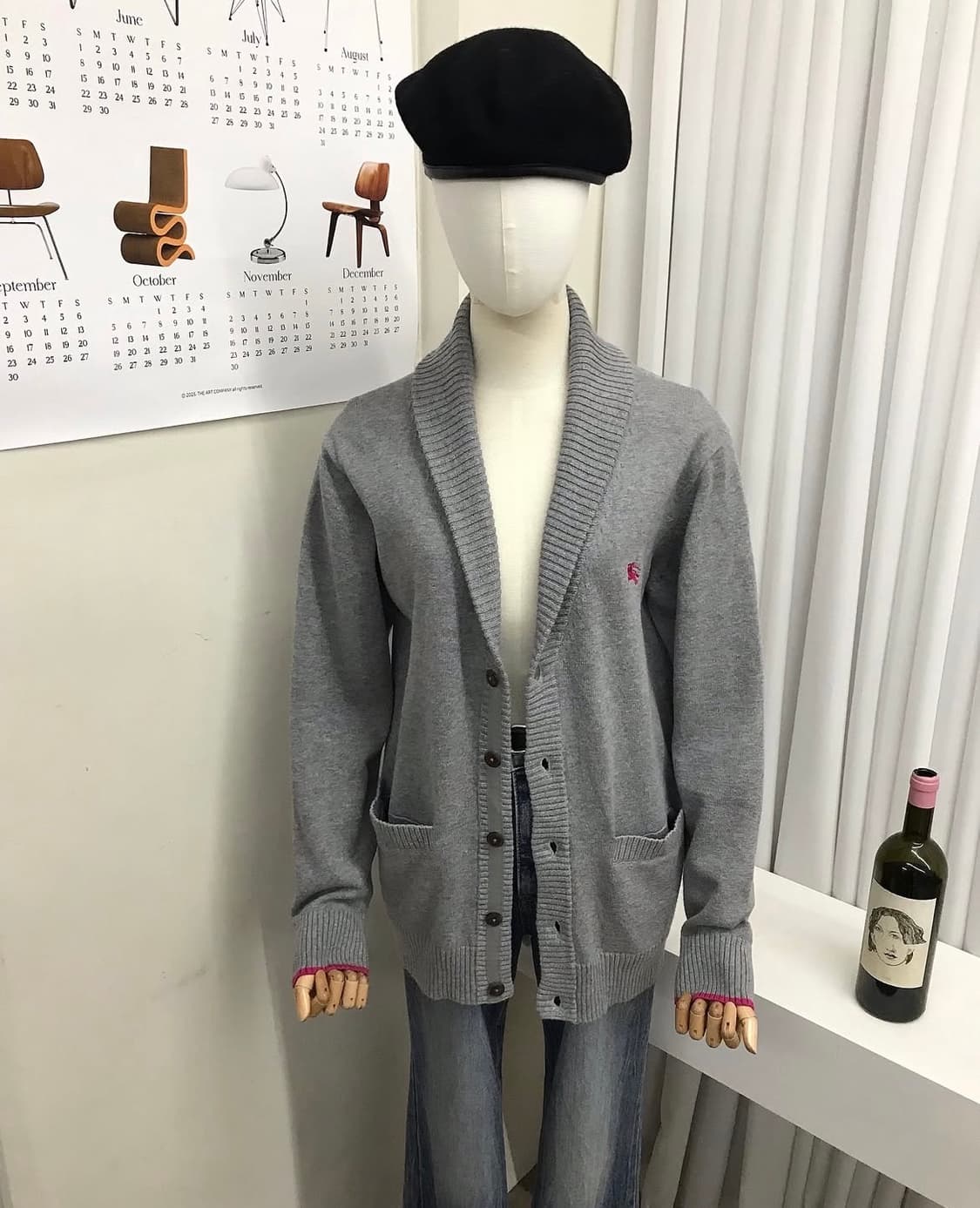 버버리 로고 그레이 배색 가디건 상품이미지6