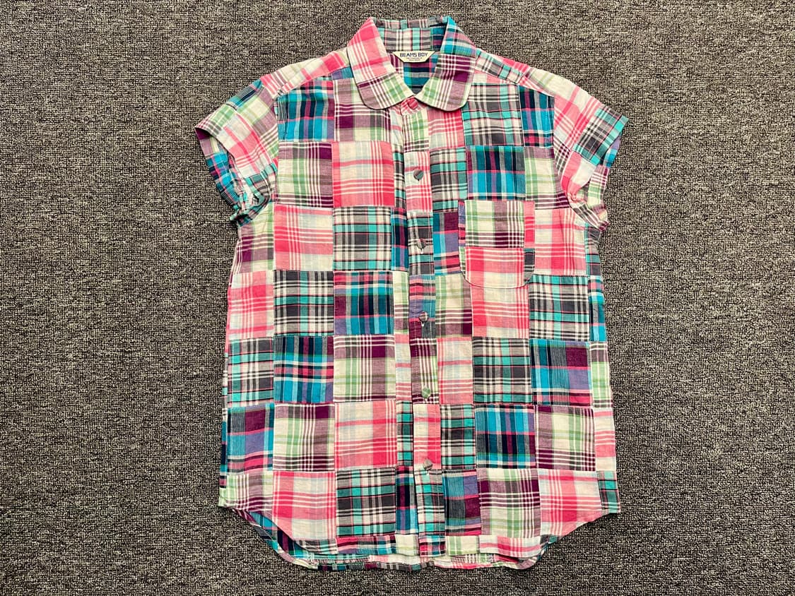 [55~66] 빔즈보이 BEAMSBOY 패치워크 민소매 셔츠 상품이미지1