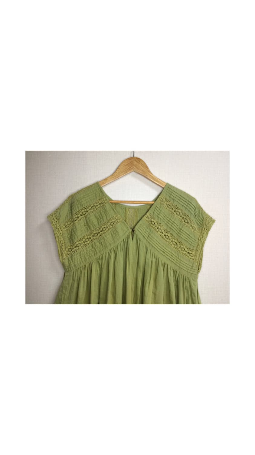 빈티지 그린 레이스 오픈 슬리브리스 튜닉 상품이미지2