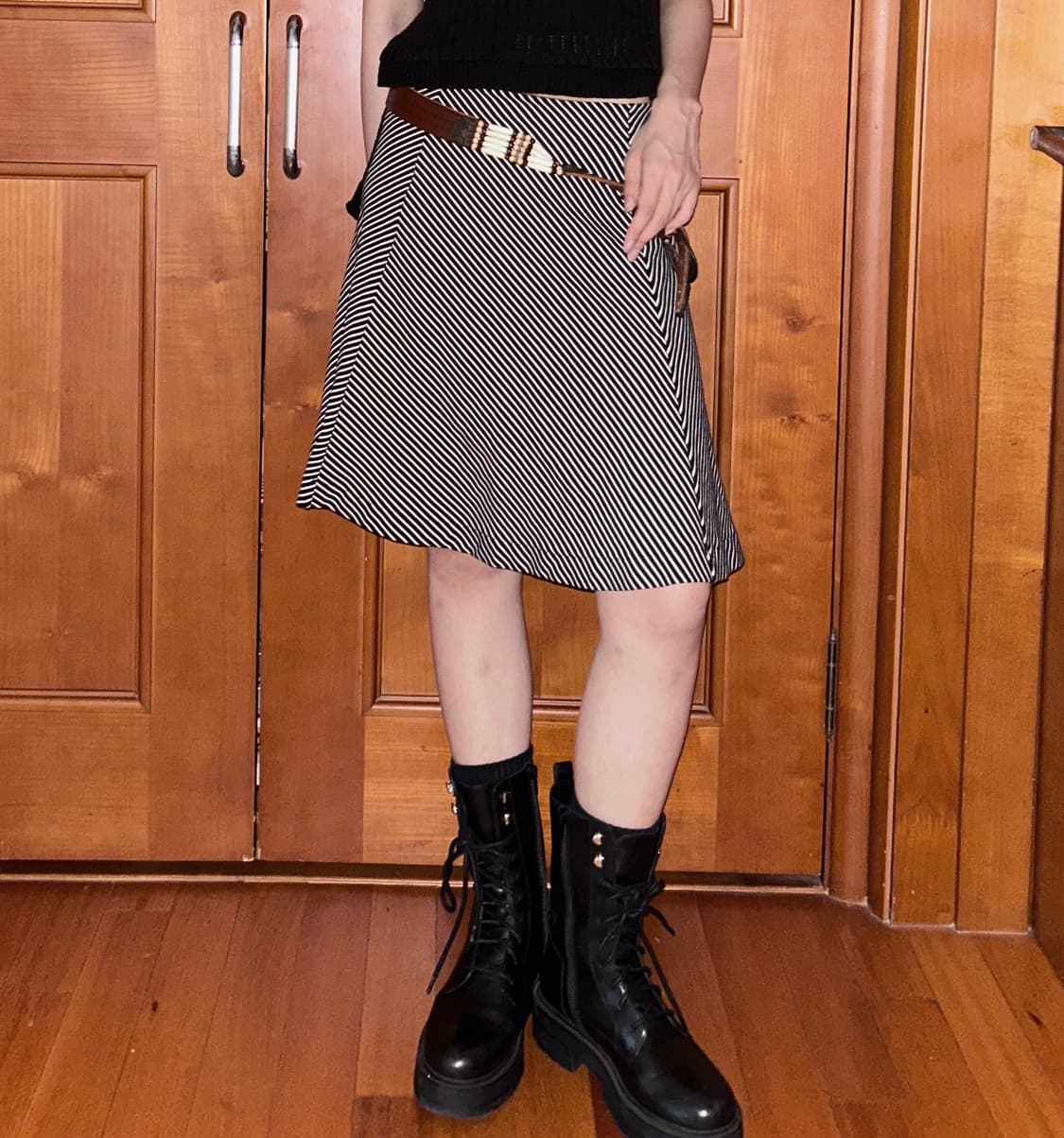 Mono Stripe Flare Skirt 상품이미지1