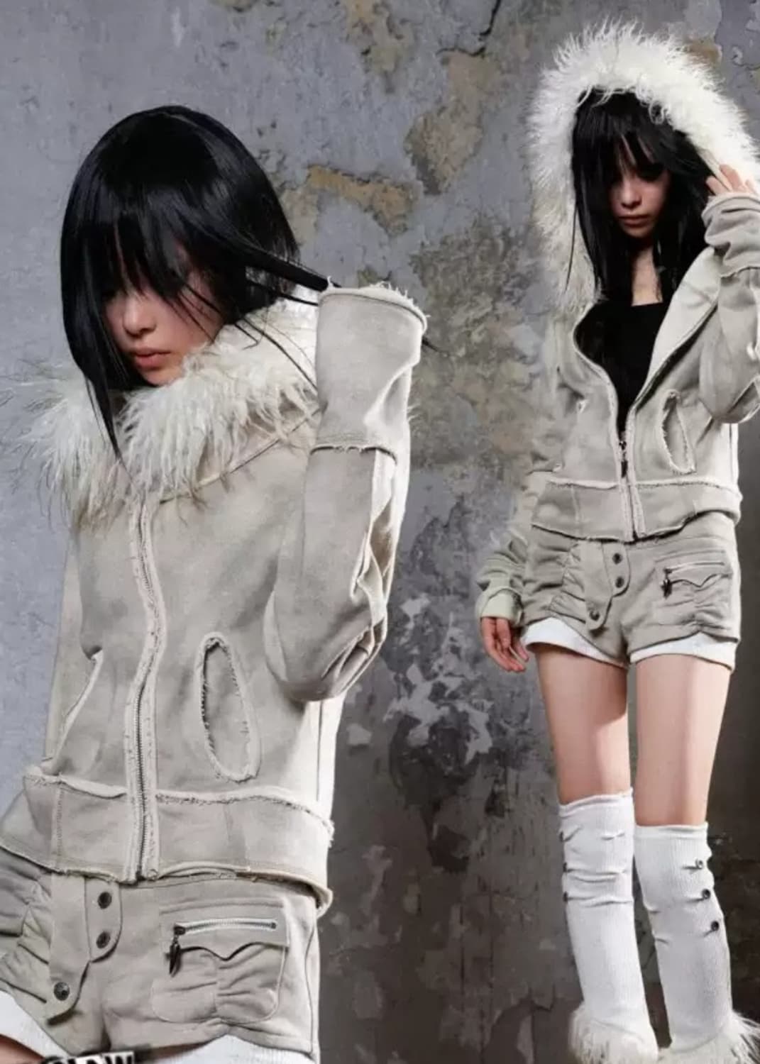 ARIADNAw 퍼 후드집업 shopcor 펑크 빈티지 상품이미지2