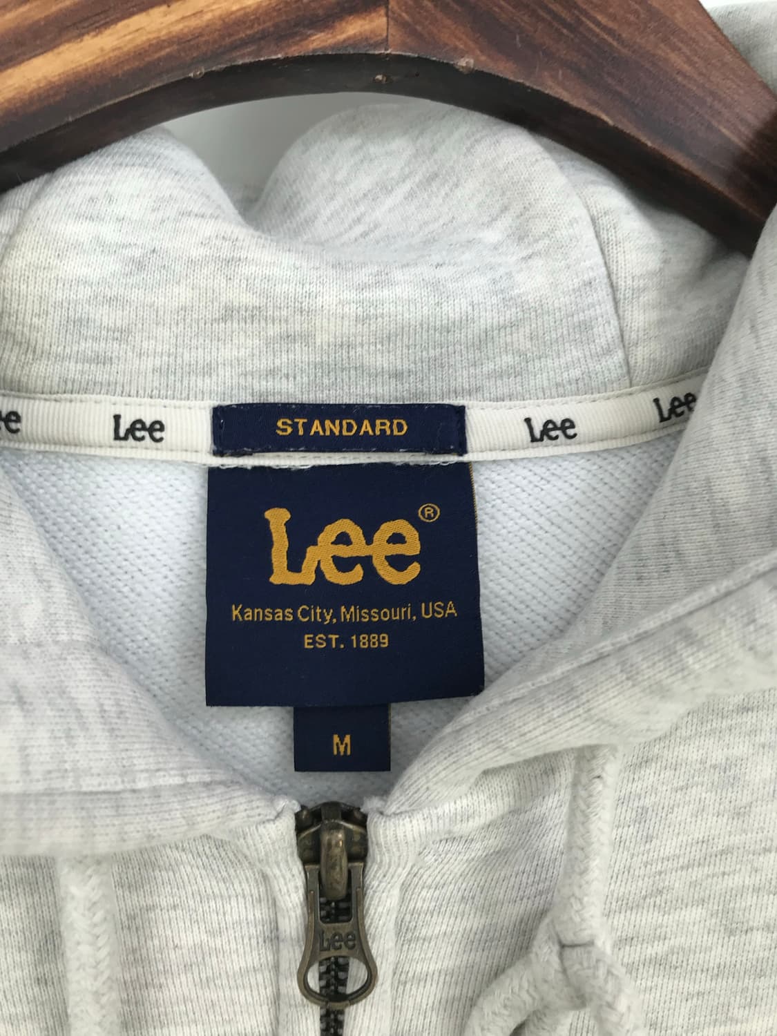 Lee 리 자수로고 그레이 후드집업 상품이미지8