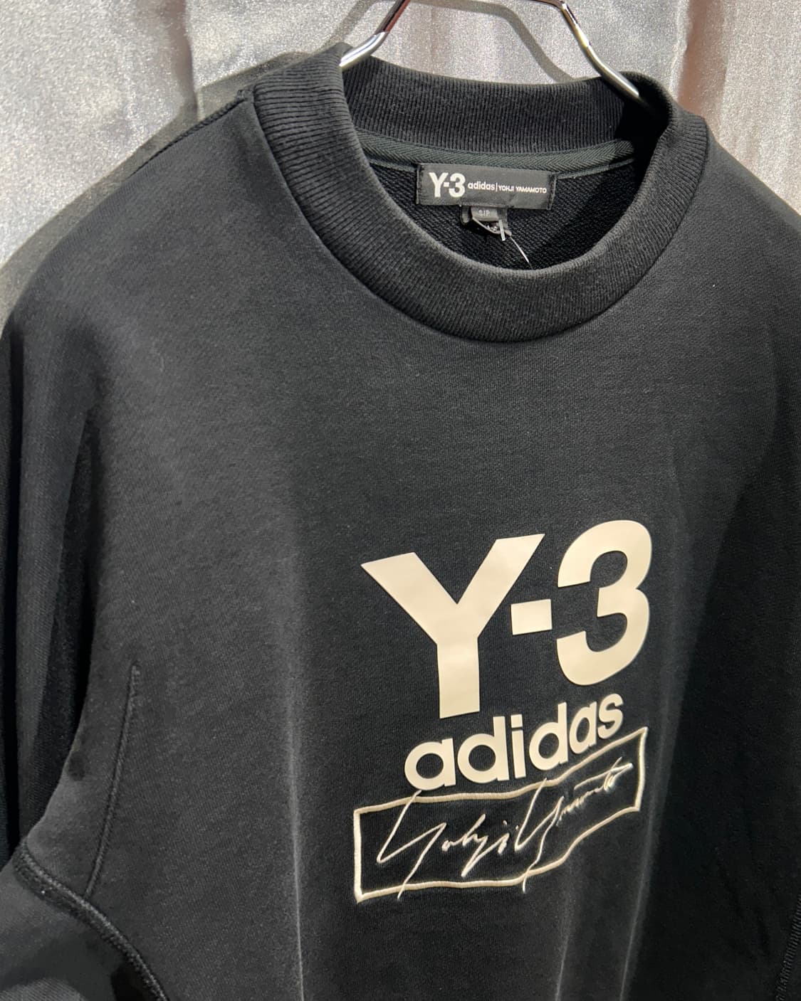 S Y-3 요지 야마모토 x 아디다스 빅로고 블랙 맨투맨 상품이미지4