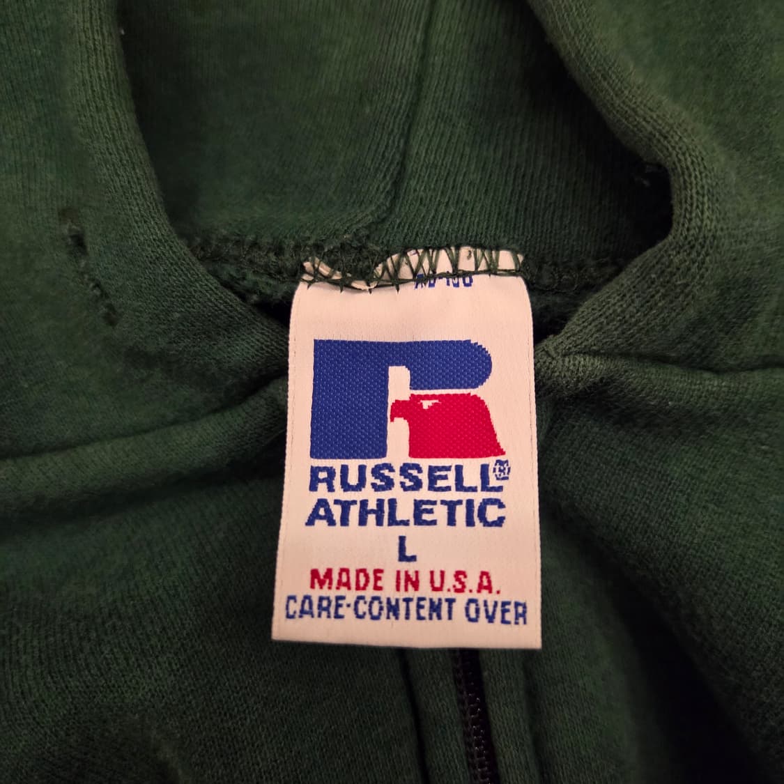 90s 빈티지 러셀 후드집업 그린 L USA 상품이미지5