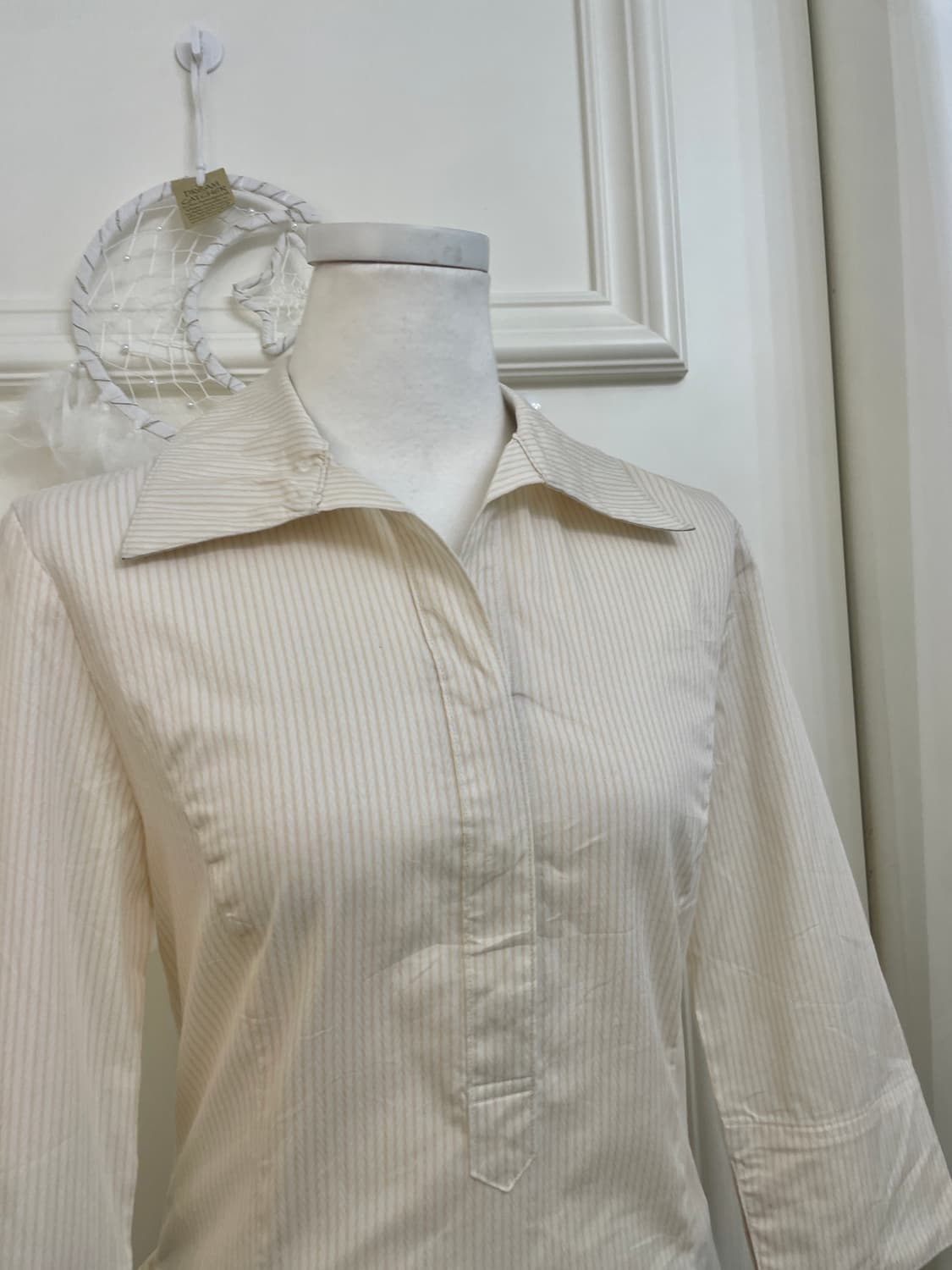 coral stripe bow point shirt top(size-M) 상품이미지7