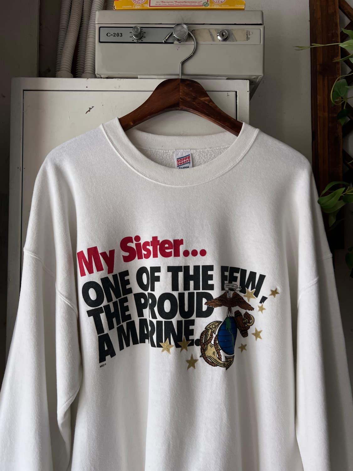 [XL]90's U.S MARINE SISTERS 화이트 스웻셔츠 상품이미지1