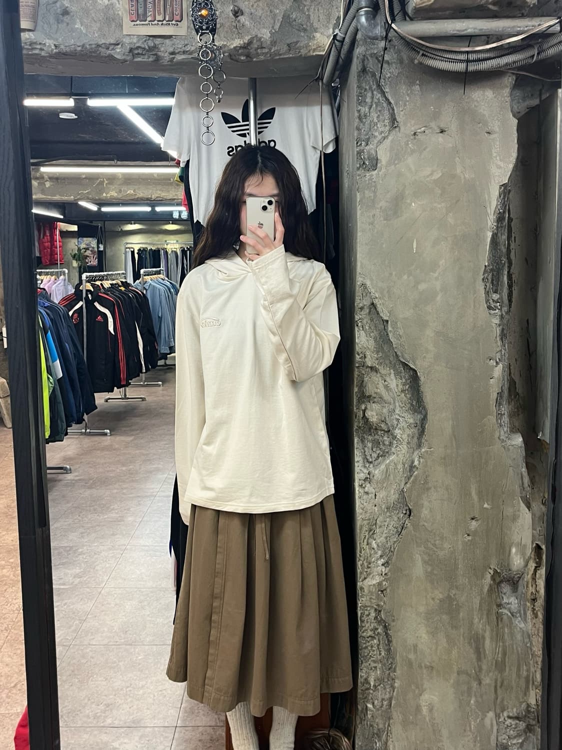 이미스 후드 긴팔티 아이보리 S #csz2444 상품이미지2