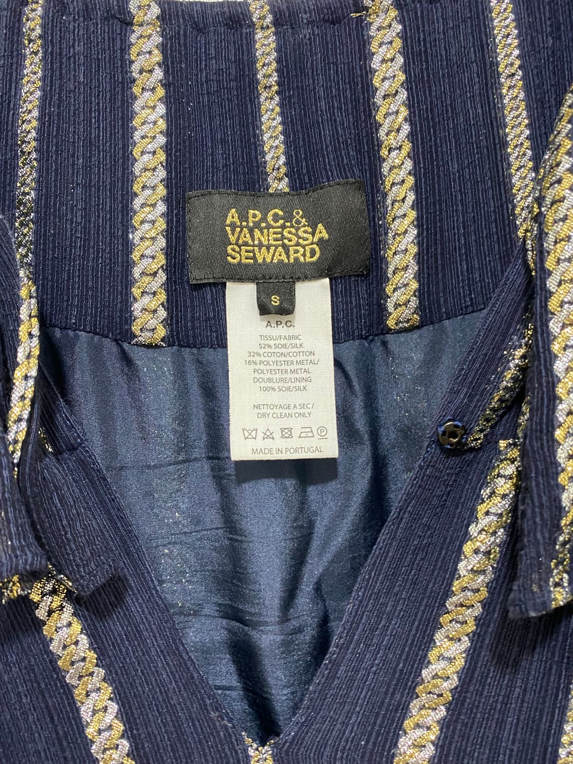 아페쎄(A.P.C) 네이비 골드 쉬폰 원피스 S 상품이미지3