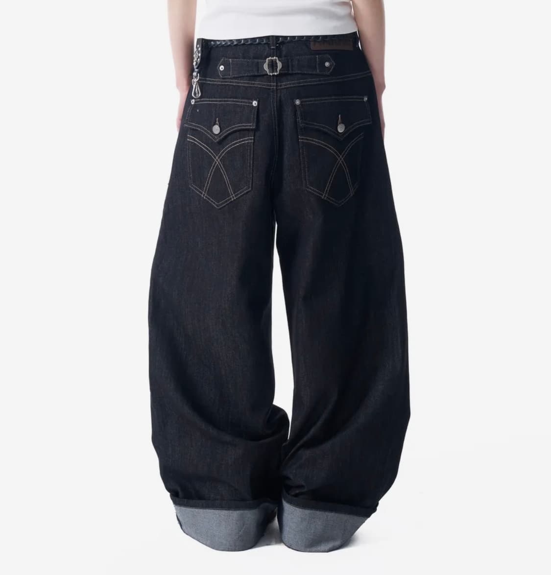 아캄 Cinch Back Denim Pants (Black) 상품이미지2