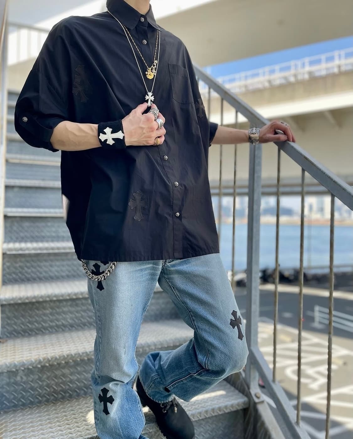 크롬하츠 레더패치 오버셔츠 M 상품이미지3