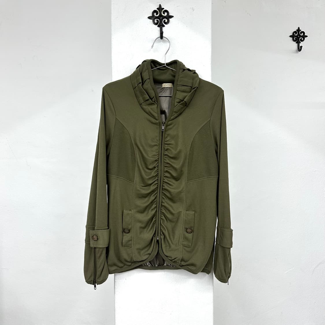 khaki shirring details jacket 상품이미지2