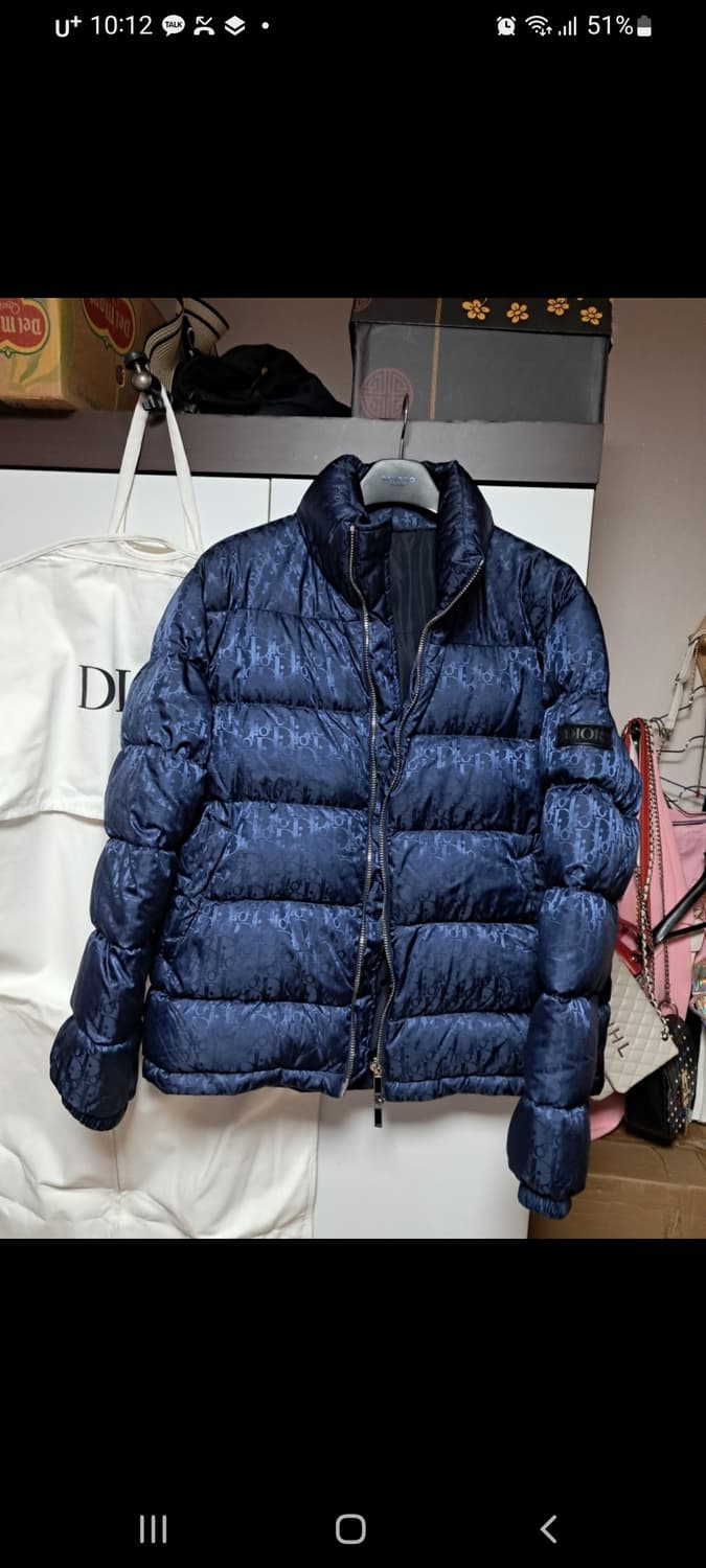 디올 패딩 오블리크 52 사이즈 네이비 거의 새것 급처 상품이미지1