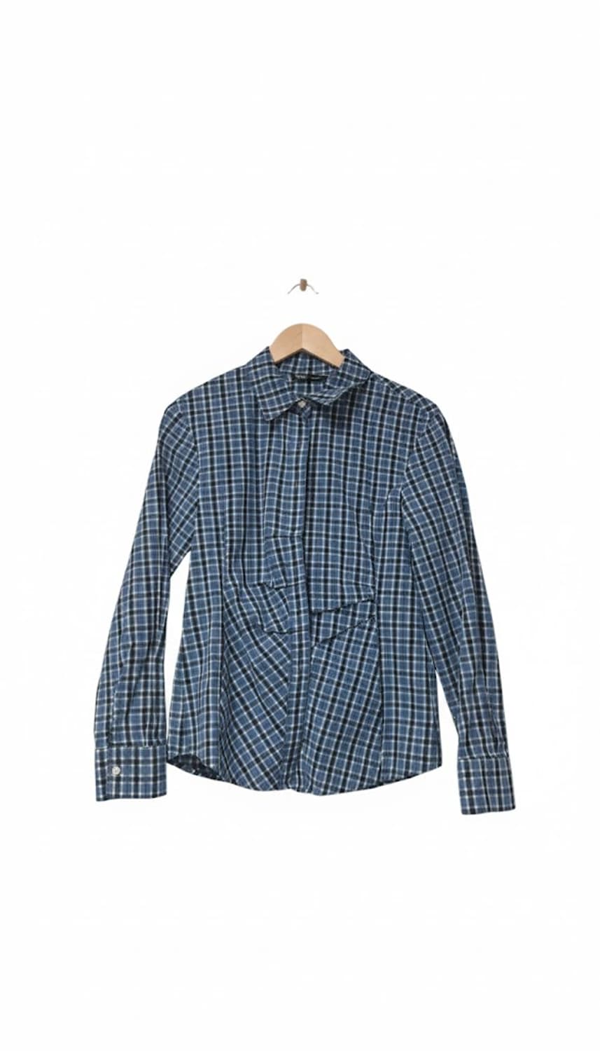 빈티지 블루 셔링 체크셔츠 상품이미지2