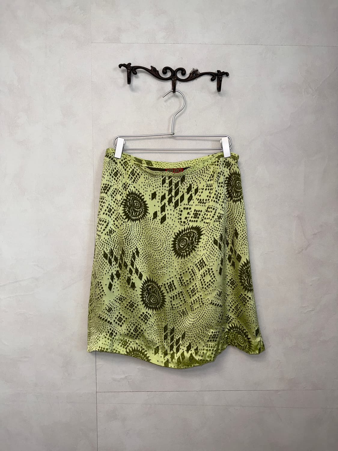 KENZO lime silk satin ethnic pattern sk 상품이미지1