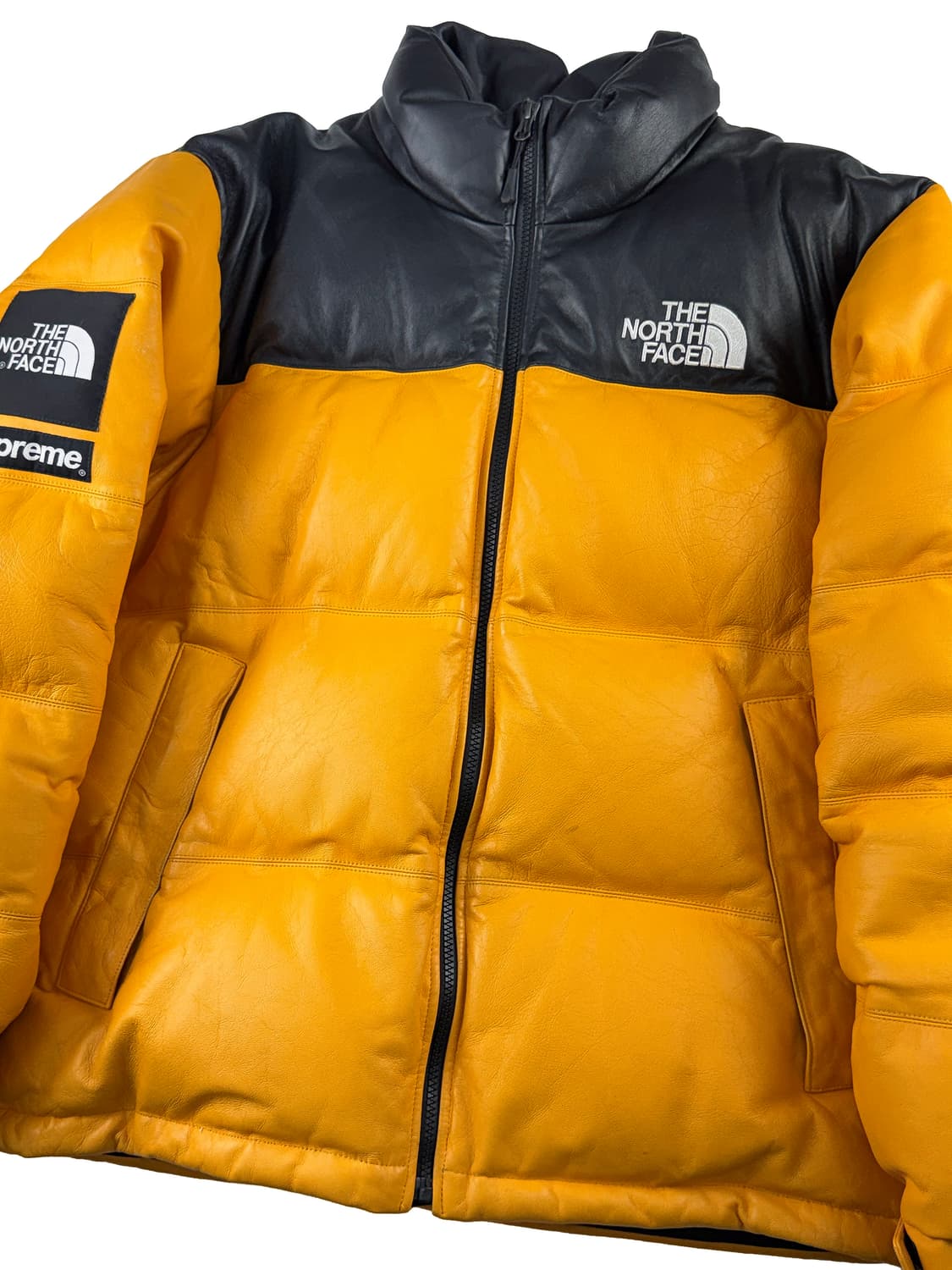 슈프림 x 노스페이스 레더 눕시 자켓 옐로우 상품이미지3