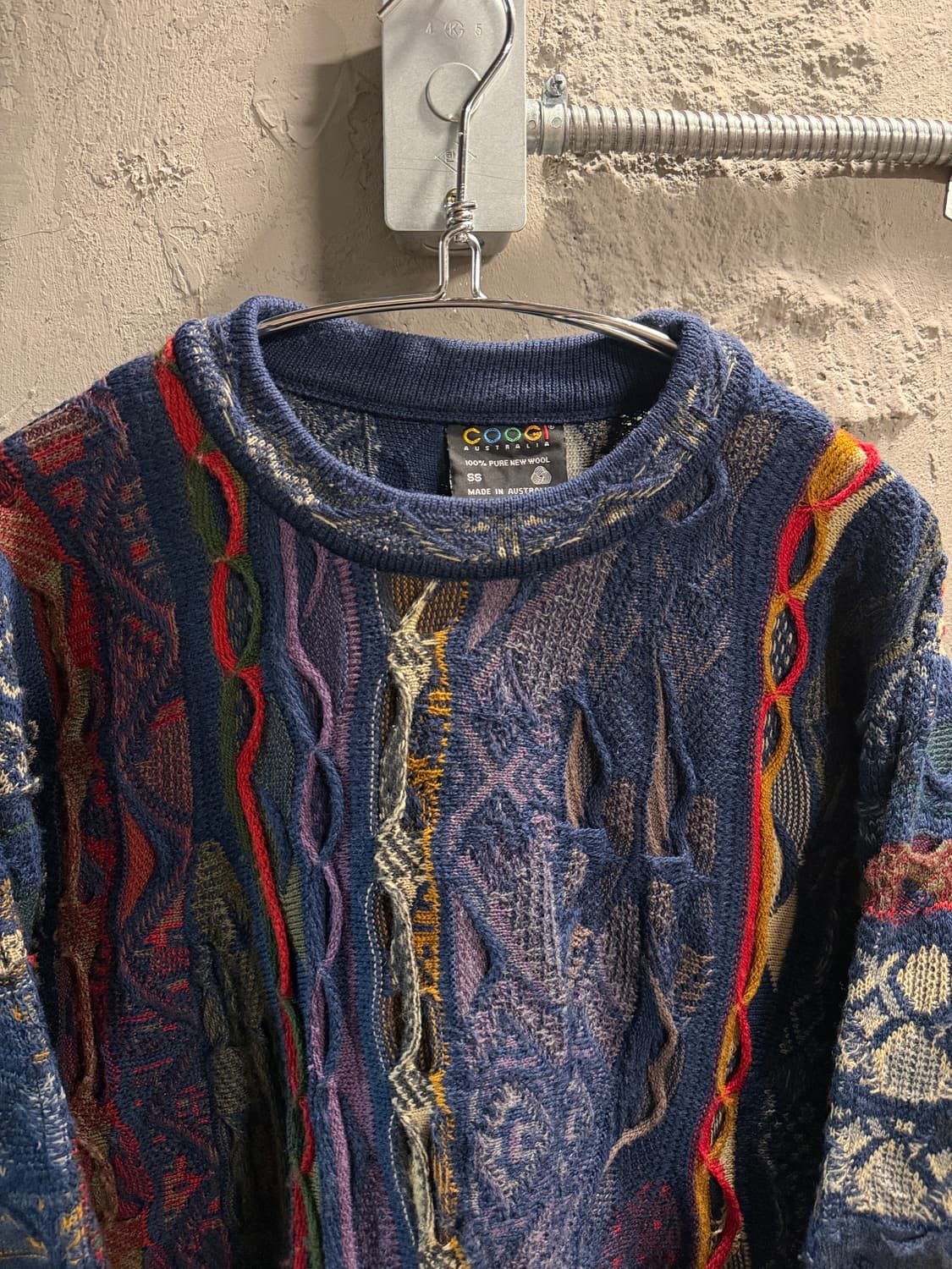 쿠지 COOGI 3D 멀티 패턴 울 니트 블루 S(95-100) 상품이미지3