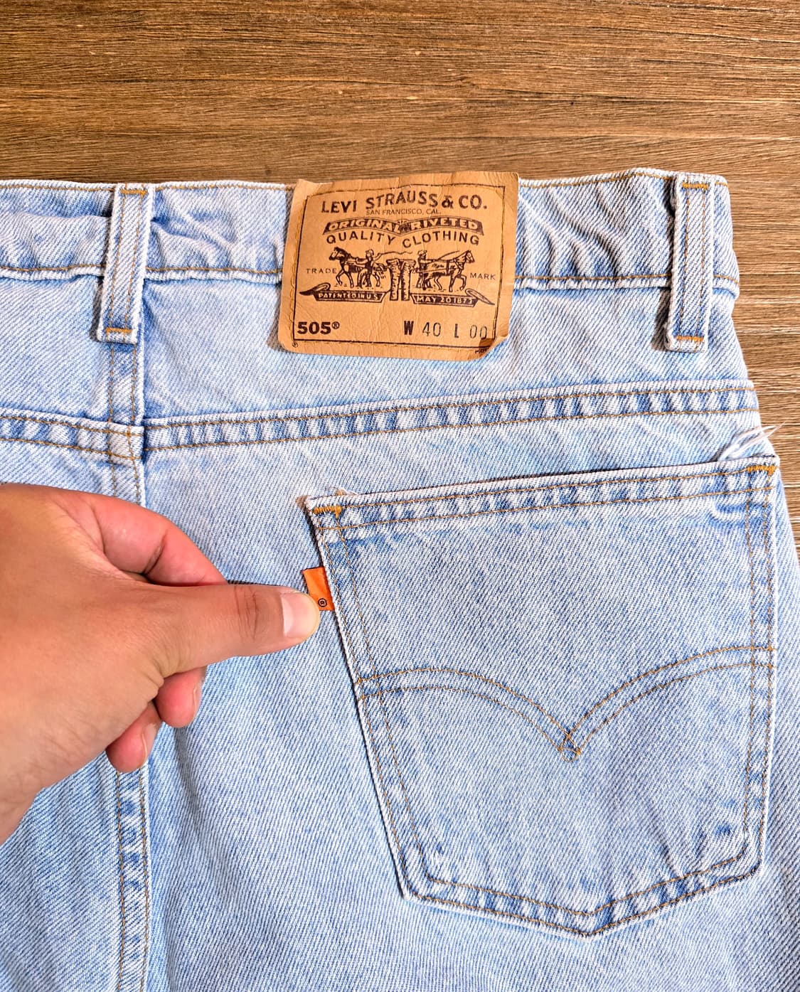90s 리바이스 505 오렌지탭 데님 쇼츠 USA (Levis) 상품이미지4