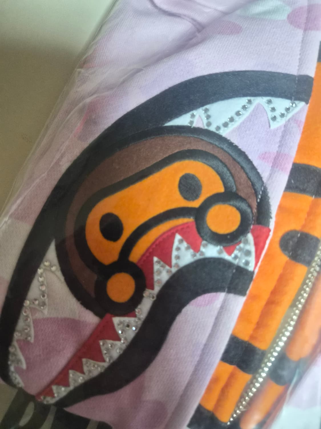 베이프 여성용 S 크리스탈  베이비 마일로 샤크 크롭 풀 집 더블 후 상품이미지3