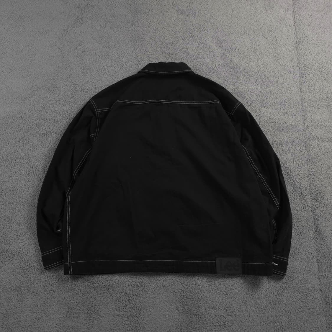 Lee 아웃 스티치 가죽 패치 트러커 자켓 블랙 (XL)  상품이미지2
