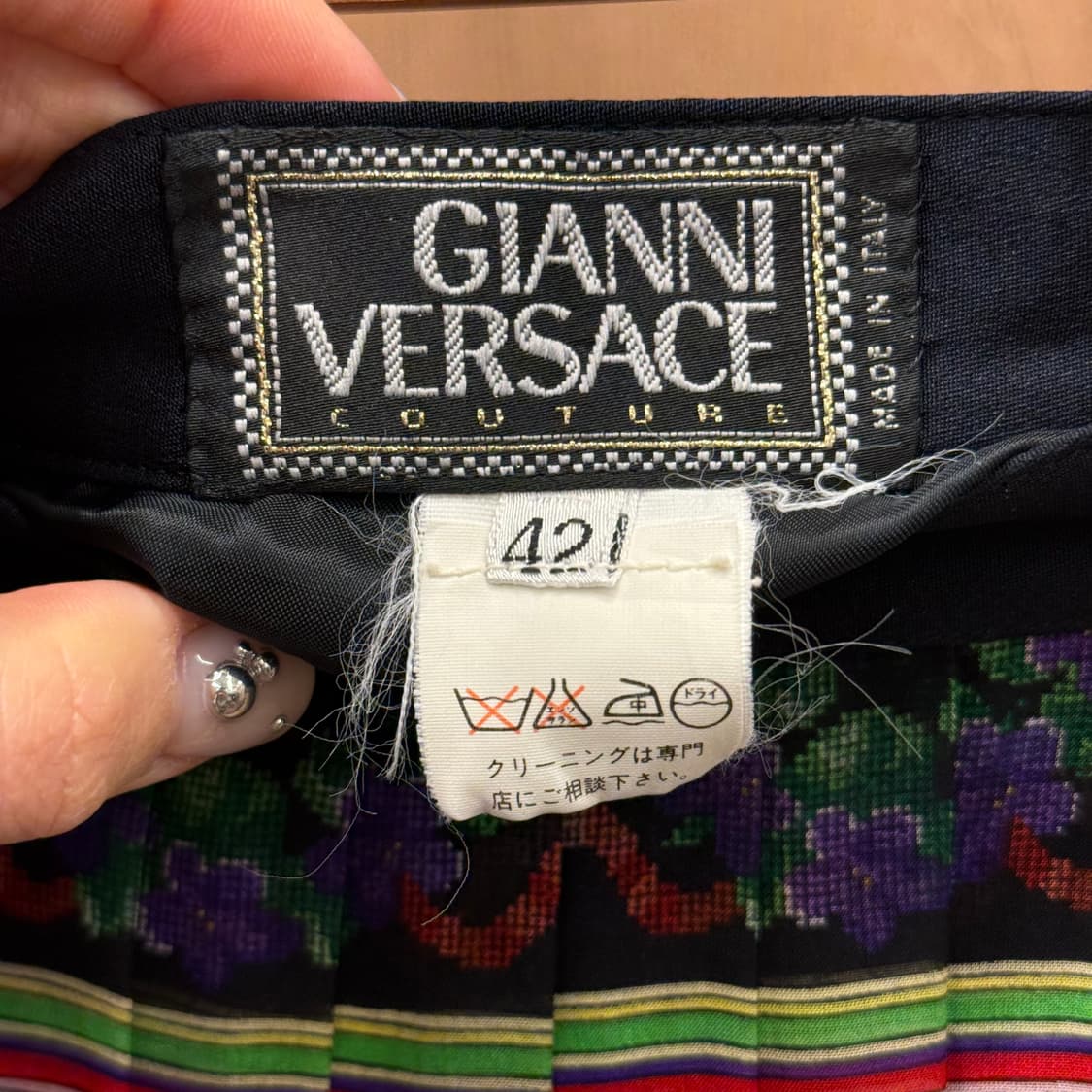 베르사체 쿠튀르 플리츠 미니 스커트 플로럴 바로크 믹스 패턴 상품이미지7