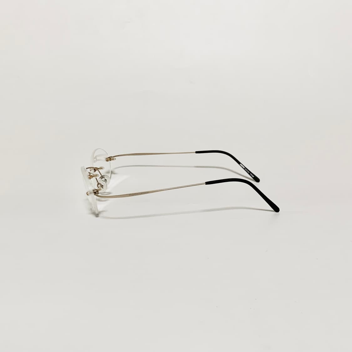 990 무테 원형 안경테 티타늄 무광 골드 라운드 빈티지 데드스탁 Y2K 상품이미지4