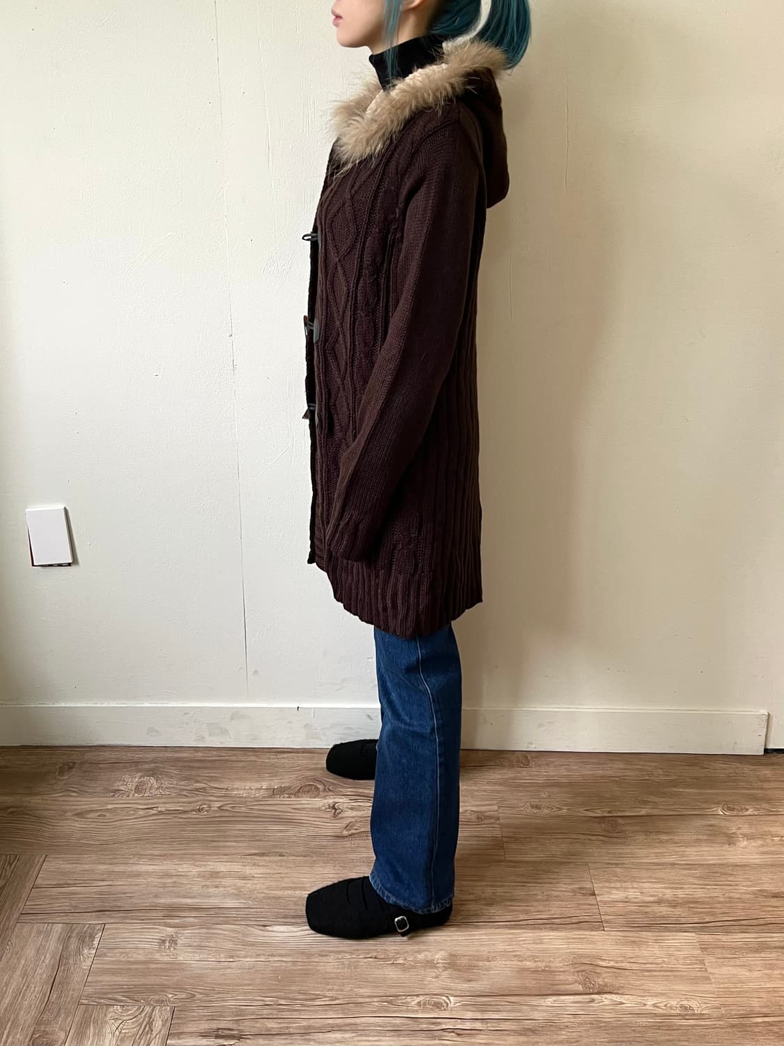 Chou 라쿤 퍼 스웨터 후드 상품이미지8