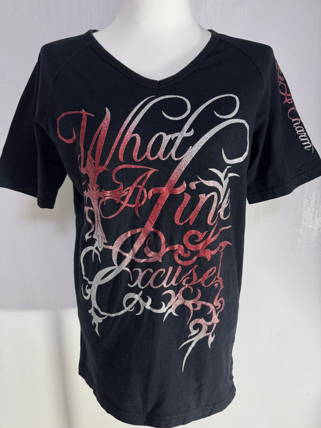 시멘틱 디자인 레터링 크로스 티셔츠 y2k 펑크 상품이미지4