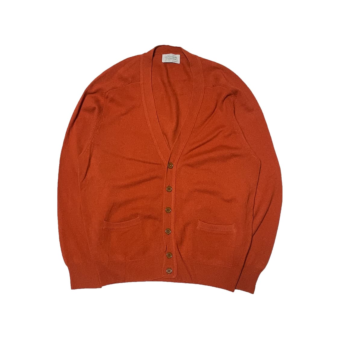 베네통 램스 울 오렌지 가디건 상품이미지1