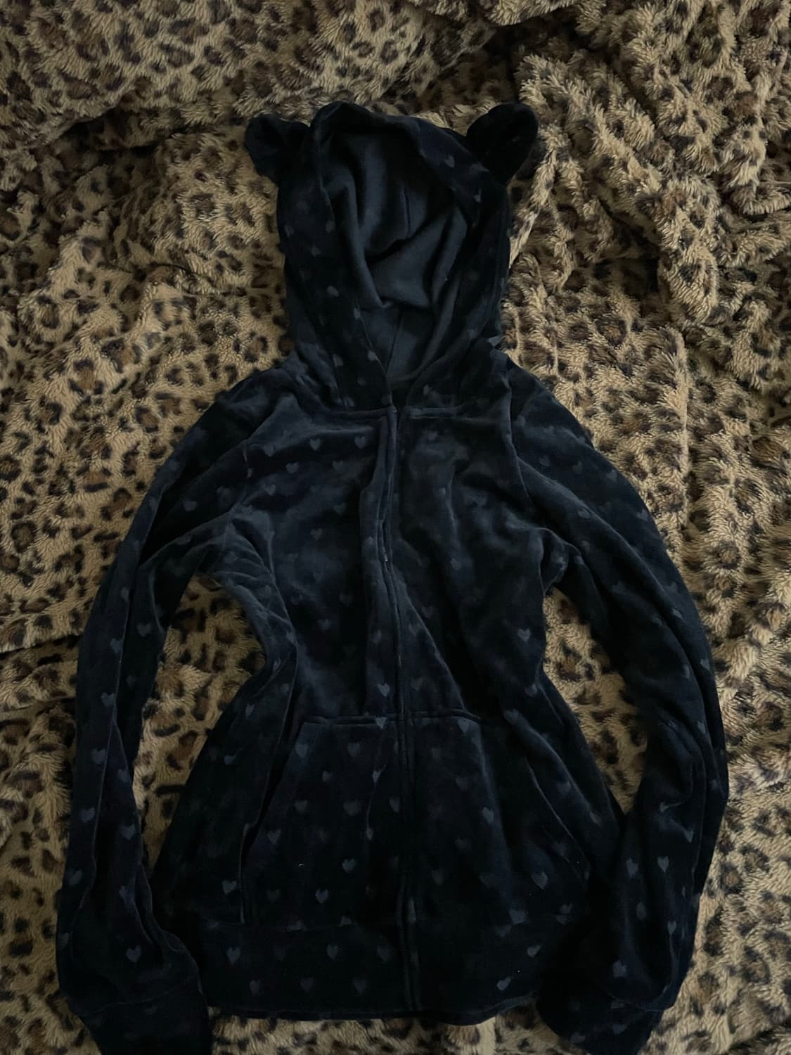 네코 벨벳 갸루 펑크 하트 후드집업 상품이미지1