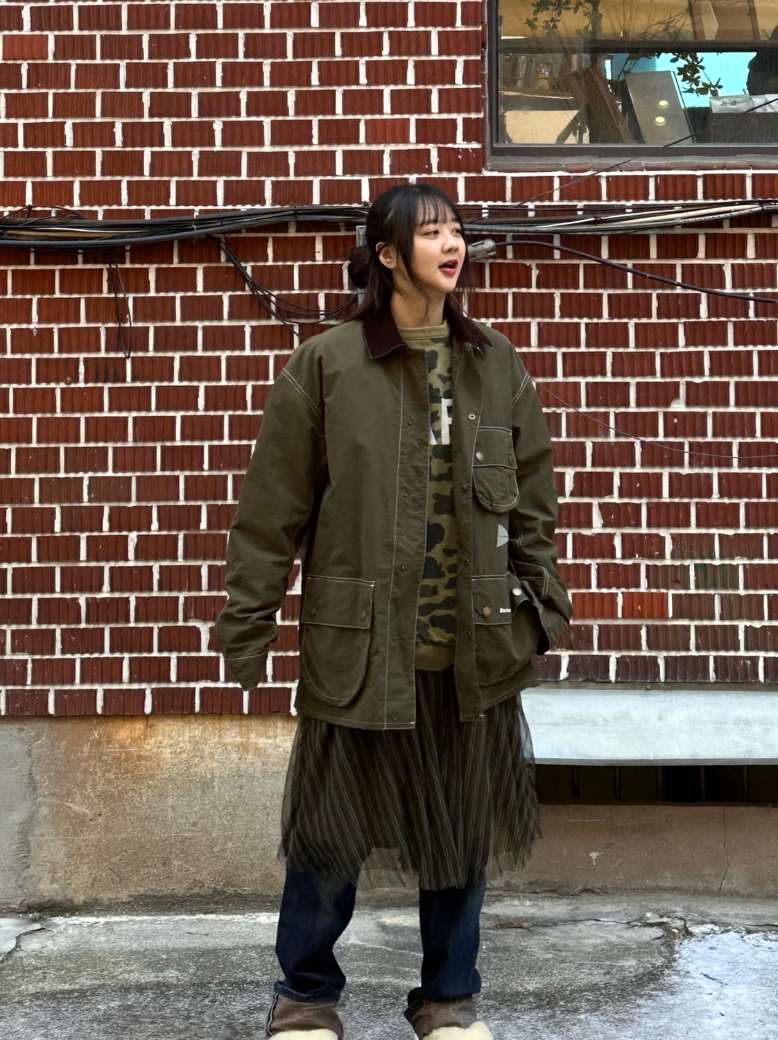 바버x앤드원더 자켓 샤 스커트 리바이스 팬츠 코디 상품이미지1