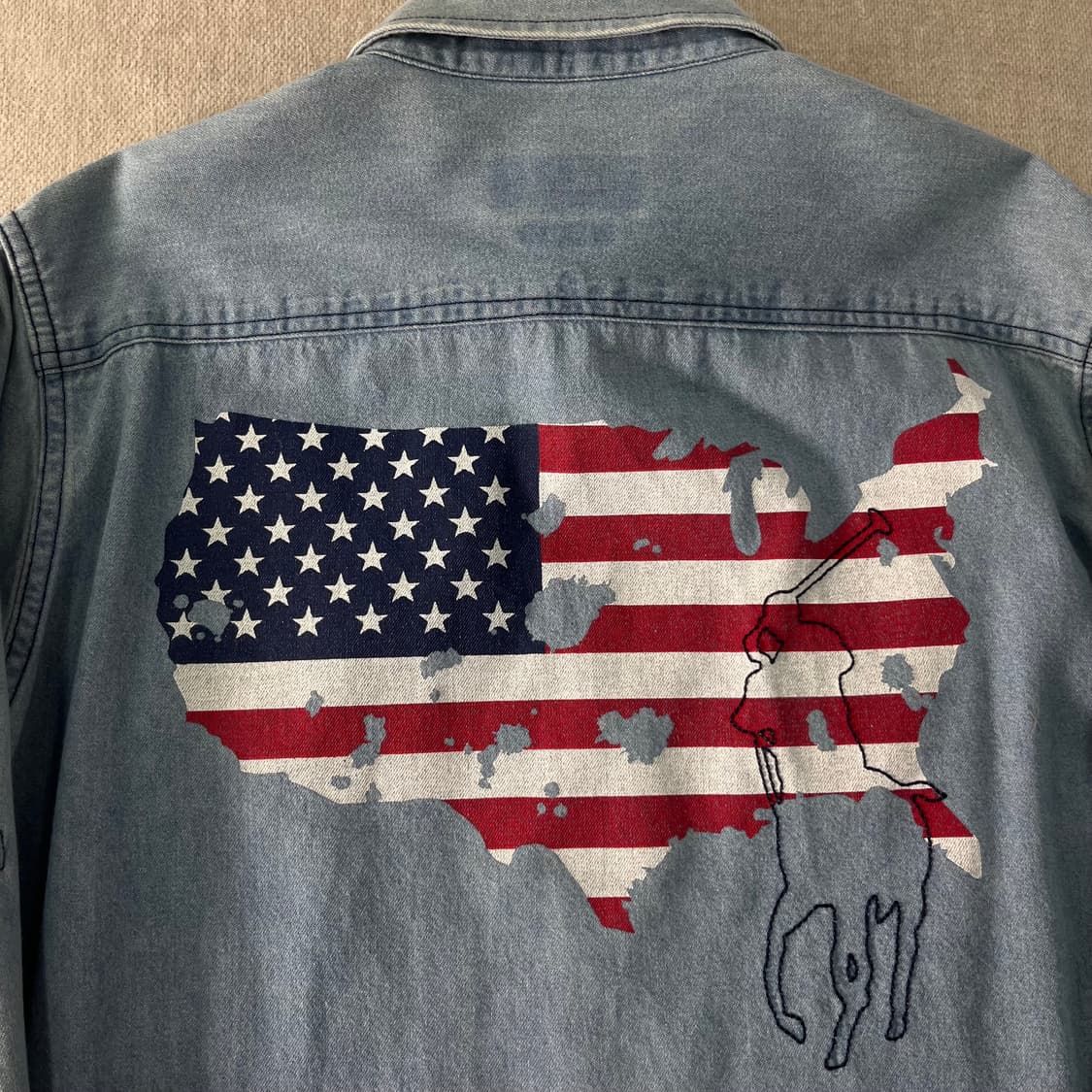 95 폴로랄프로렌 90s 성조기 포니 데님 셔츠 상품이미지7